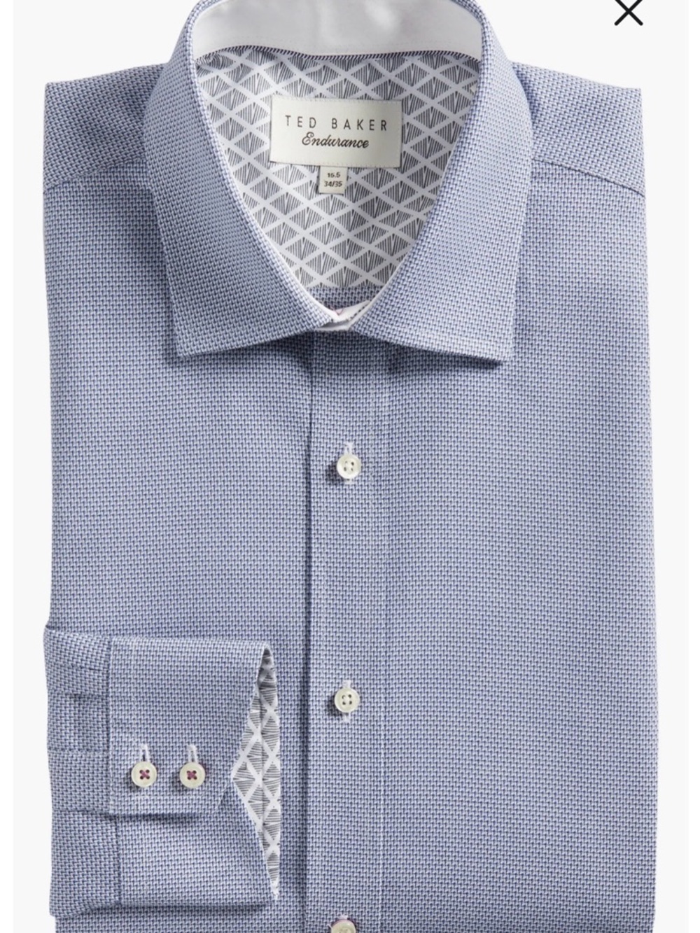 Ted Baker Murgese Light Blue Textured Dress Shirt Contrast Cuff Trim 16” 32/33